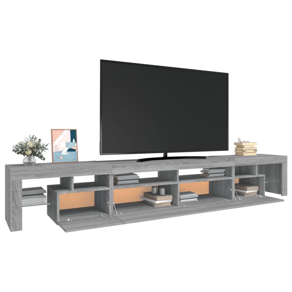Mobile Porta TV con Luci LED Grigio Sonoma 260x36,5x40 cm 3152784