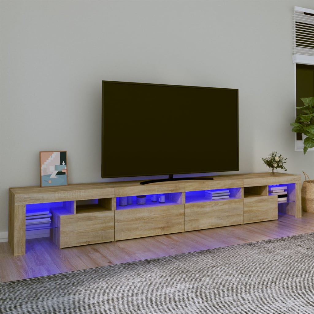 Mobile Porta TV con Luci LED Rovere Sonoma 260x36,5x40 cmcod mxl 76241