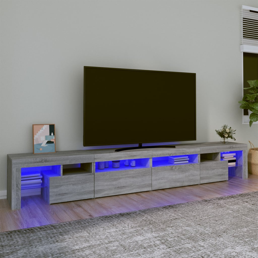 Mobile Porta TV con Luci LED Grigio Sonoma 260x36,5x40 cmcod mxl 124159