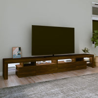 Mobile Porta TV con Luci LED Rovere Marrone 280x36,5x40 cm