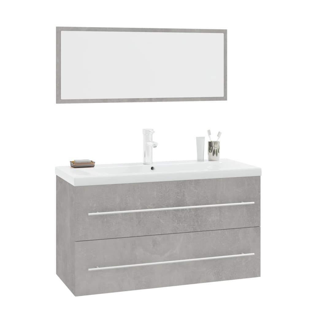 Set Mobili da Bagno 3 pz Grigio Cemento 3152851