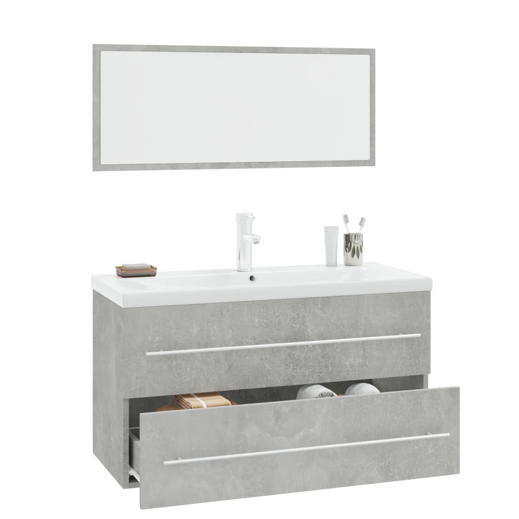 Set Mobili da Bagno 3 pz Grigio Cemento 3152851