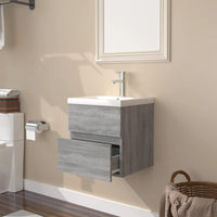 Mobile Bagno e Lavabo Integrato Grigio Sonoma Legno Multistrato cod mxl 67932