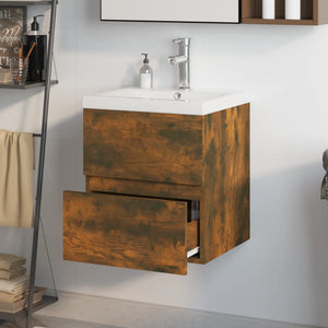 Mobile Bagno con Lavabo Integrato Rovere Fumo Legno Multistrato 3152861
