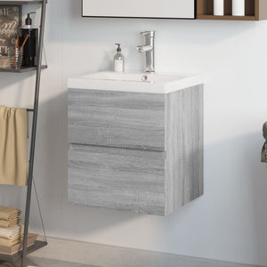 Mobile Bagno e Lavabo Integrato Grigio Sonoma Legno Multistratocod mxl 77267