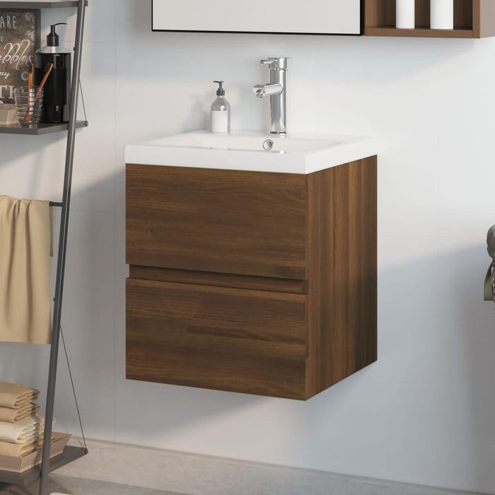 Mobile Bagno Lavabo Integrato Rovere Marrone Legno Multistrato 3152863