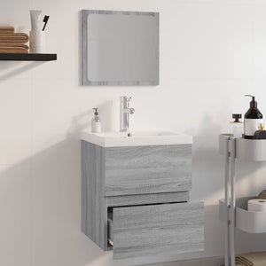 Set di Mobili da Bagno Grigio Sonoma in Legno Multistrato 3152865