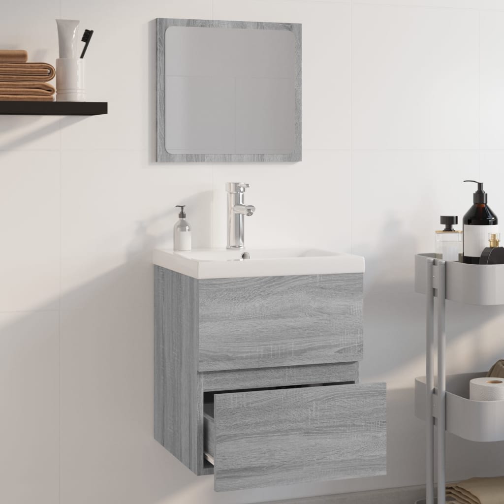 Set di Mobili da Bagno Grigio Sonoma in Legno Multistrato cod mxl 23767
