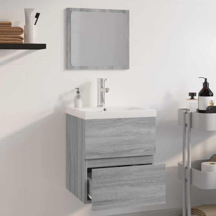 Set di Mobili da Bagno Grigio Sonoma in Legno Multistrato cod mxl 23767
