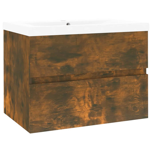 Mobile Bagno con Lavabo Integrato-Lavandino-Lavabo Rovere Fumo Legno Multistrato 799156