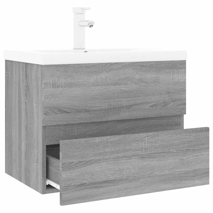 Mobile Bagno e Lavabo Integrato-Lavandino-Armadietto da bagno Grigio Sonoma Legno Multistrato 800011