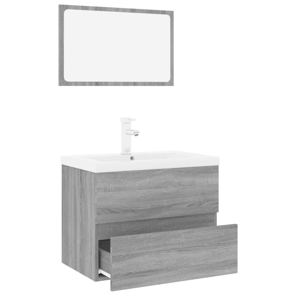 Set di Mobili da Bagno Grigio Sonoma in Legno Multistrato