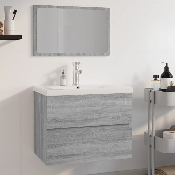 Set di Mobili da Bagno Grigio Sonoma in Legno Multistrato