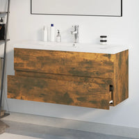 Mobile Bagno con Lavabo Integrato Rovere Fumo Legno Multistrato 3152888