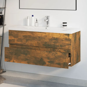 Mobile Bagno con Lavabo Integrato Rovere Fumo Legno Multistrato 3152888
