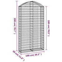 Cesto Gabbione ad Arco 100x30x180/200 cm Ferro Zincato 153429