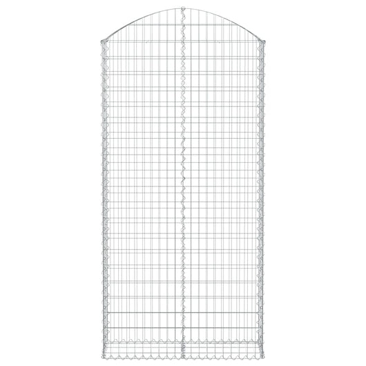 Gabbione cesto gabbia recinzione muro di contenimento ad arco 100 x 30 x 200/220 cm ferro zincato Argento 02_0039955