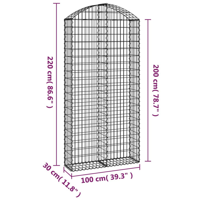 Cesto Gabbione ad Arco 100x30x200/220 cm Ferro Zincato 153430