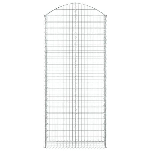Gabbione cesto gabbia recinzione muro di contenimento ad arco 100 x 30 x 220/240 cm ferro zincato Argento 02_0039956