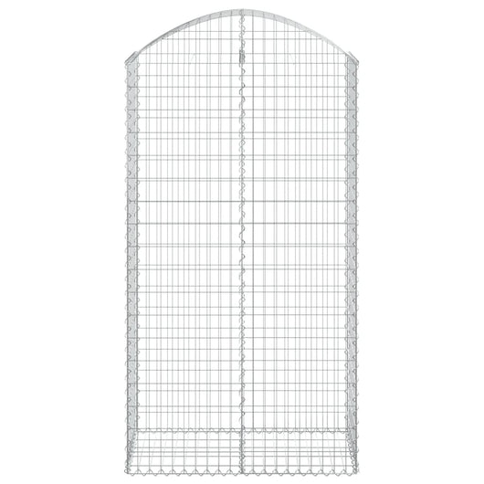 Gabbione cesto gabbia recinzione muro di contenimento ad arco 100 x 50 x 180/200 cm ferro zincato Argento 02_0039964