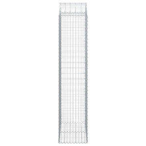 Gabbione cesto gabbia recinzione muro di contenimento ad arco 100 x 50 x 220/240 cm ferro zincato Argento 02_0039966