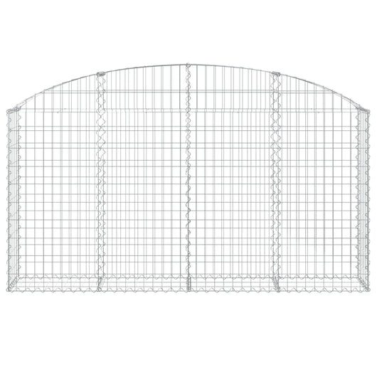 Gabbione cesto gabbia recinzione muro di contenimento ad arco 200 x 30 x 100/120 cm ferro zincato Argento 02_0039991