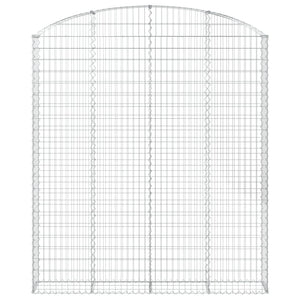 Gabbione cesto gabbia recinzione muro di contenimento ad arco 200 x 30 x 220/240 cm ferro zincato Argento 02_0040008
