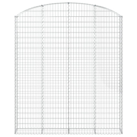 Gabbione cesto gabbia recinzione muro di contenimento ad arco 200 x 30 x 220/240 cm ferro zincato Argento 02_0040008