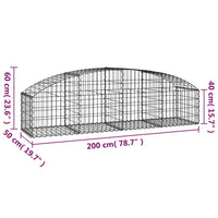 Cesto Gabbione ad Arco 200x50x40/60 cm Ferro Zincato 153472
