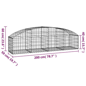 Cesto Gabbione ad Arco 200x50x40/60 cm Ferro Zincato 153472