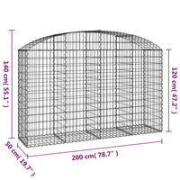 Cesto Gabbione ad Arco 200x50x120/140 cm Ferro Zincato