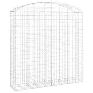 Gabbione cesto gabbia recinzione muro di contenimento ad arco 200 x 50 x 200/220 cm ferro zincato Argento 02_0040035