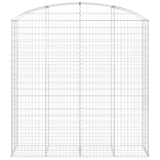 Gabbione cesto gabbia recinzione muro di contenimento ad arco 200 x 50 x 200/220 cm ferro zincato Argento 02_0040035