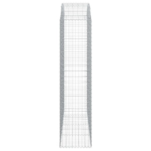 Gabbione cesto gabbia recinzione muro di contenimento ad arco 200 x 50 x 200/220 cm ferro zincato Argento 02_0040035