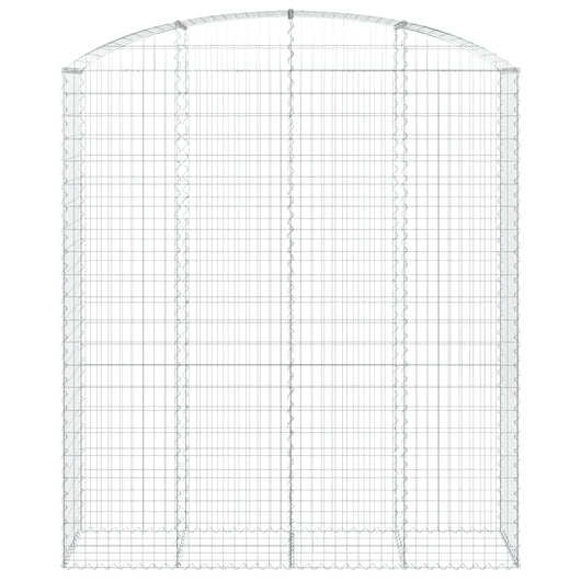 Gabbione cesto gabbia recinzione muro di contenimento ad arco 200 x 50 x 220/240 cm ferro zincato Argento 02_0040038