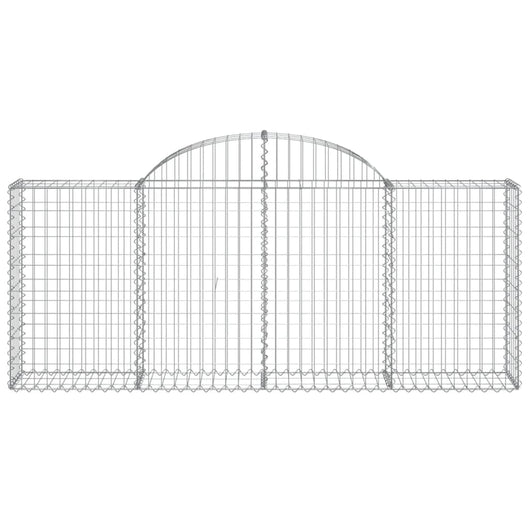 Gabbione cesto gabbia recinzione muro di contenimento ad arco 200 x 30 x 80/100 cm ferro zincato Argento 02_0040017