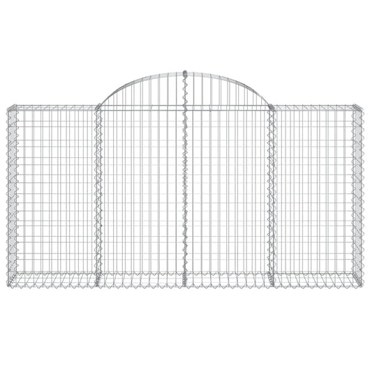 Gabbione cesto gabbia recinzione muro di contenimento ad arco 200 x 30 x 100/120 cm ferro zincato Argento 02_0039992