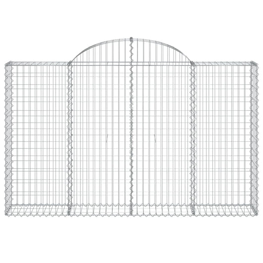 Gabbione cesto gabbia recinzione muro di contenimento ad arco 200 x 30 x 120/140 cm ferro zincato Argento 02_0039994