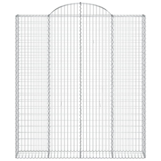 Gabbione cesto gabbia recinzione muro di contenimento ad arco 200 x 30 x 220/240 cm ferro zincato Argento 02_0040009