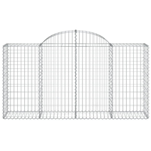 Gabbione cesto gabbia recinzione muro di contenimento ad arco 200 x 50 x 100/120 cm ferro zincato Argento 02_0040020