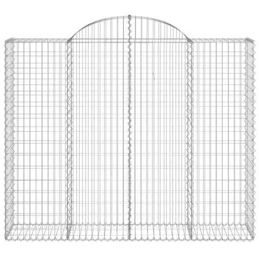 Gabbione cesto gabbia recinzione muro di contenimento ad arco 200 x 50 x 160/180 cm ferro zincato Argento 02_0040030