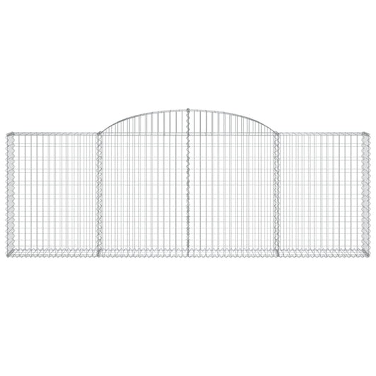 Gabbione cesto gabbia recinzione muro di contenimento ad arco 300 x 30 x 100/120 cm ferro zincato Argento 02_0040049