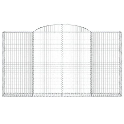 Gabbione cesto gabbia recinzione muro di contenimento ad arco 300 x 30 x 160/180 cm ferro zincato Argento 02_0040052