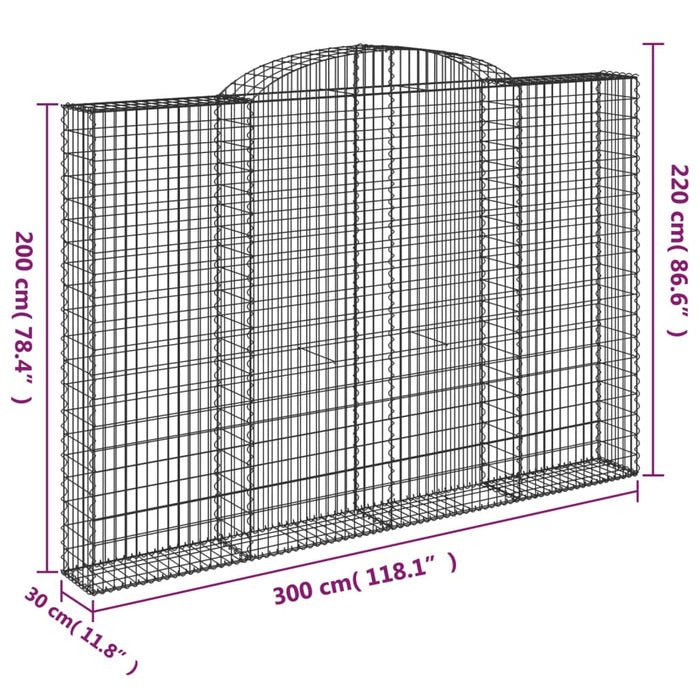 Cesto Gabbione ad Arco 300x30x200/220 cm Ferro Zincato