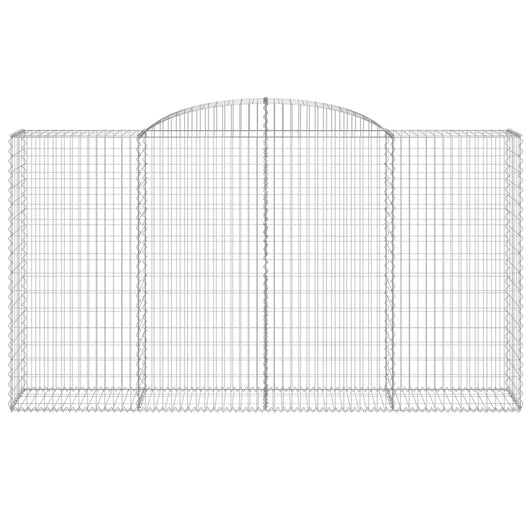 Gabbione cesto gabbia recinzione muro di contenimento ad arco 300 x 50 x 160/180 cm ferro zincato Argento 02_0040061