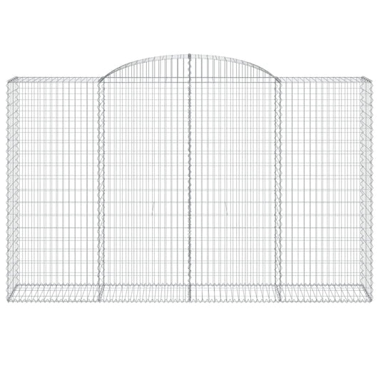 Gabbione cesto gabbia recinzione muro di contenimento ad arco 300 x 50 x 180/200 cm ferro zincato Argento 02_0040062