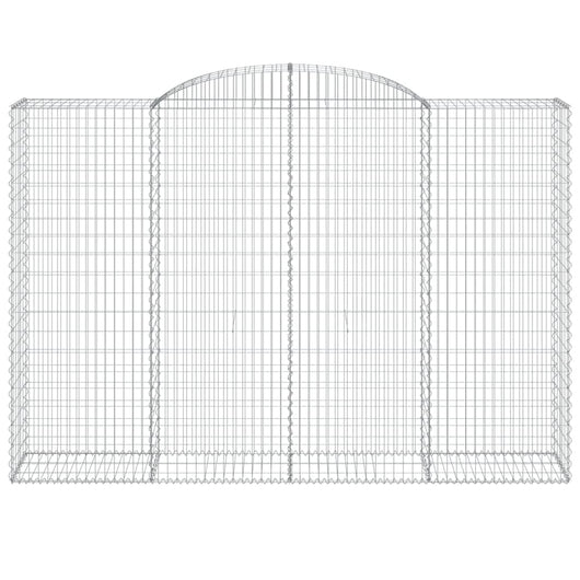 Gabbione cesto gabbia recinzione muro di contenimento ad arco 300 x 50 x 200/220 cm ferro zincato Argento 02_0040063
