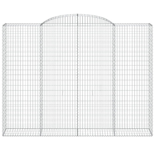 Gabbione cesto gabbia recinzione muro di contenimento ad arco 300 x 50 x 220/240 cm ferro zincato Argento 02_0040064
