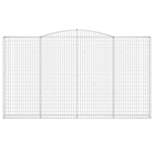 Gabbione cesto gabbia recinzione muro di contenimento ad arco 400 x 30 x 220/240 cm ferro zincato Argento 02_0040077