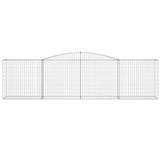 Gabbione cesto gabbia recinzione muro di contenimento ad arco 400 x 50 x 100/120 cm ferro zincato Argento 02_0040085